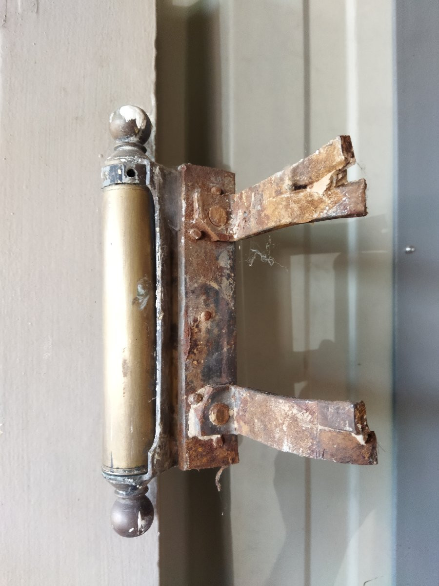 2 PORTES BATTANTES HUBLOT Ancienne Bois Massif  Poignées laiton Succursale BANQUE DE FRANCE -photo-3