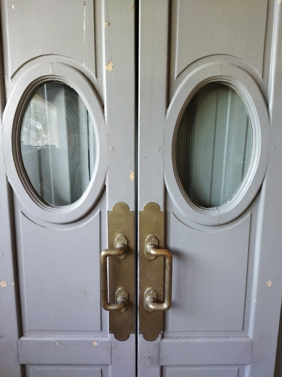 2 PORTES BATTANTES HUBLOT Ancienne Bois Massif  Poignées laiton Succursale BANQUE DE FRANCE -photo-6