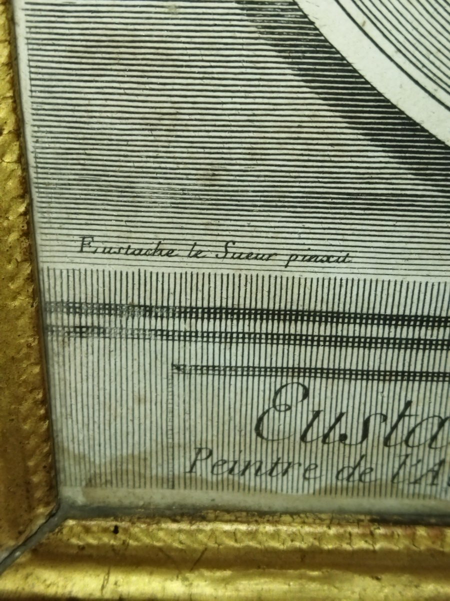 Antique Engraving By French Painter From The Saint-luc Academy "eustache Le Sueur" XVII-photo-4