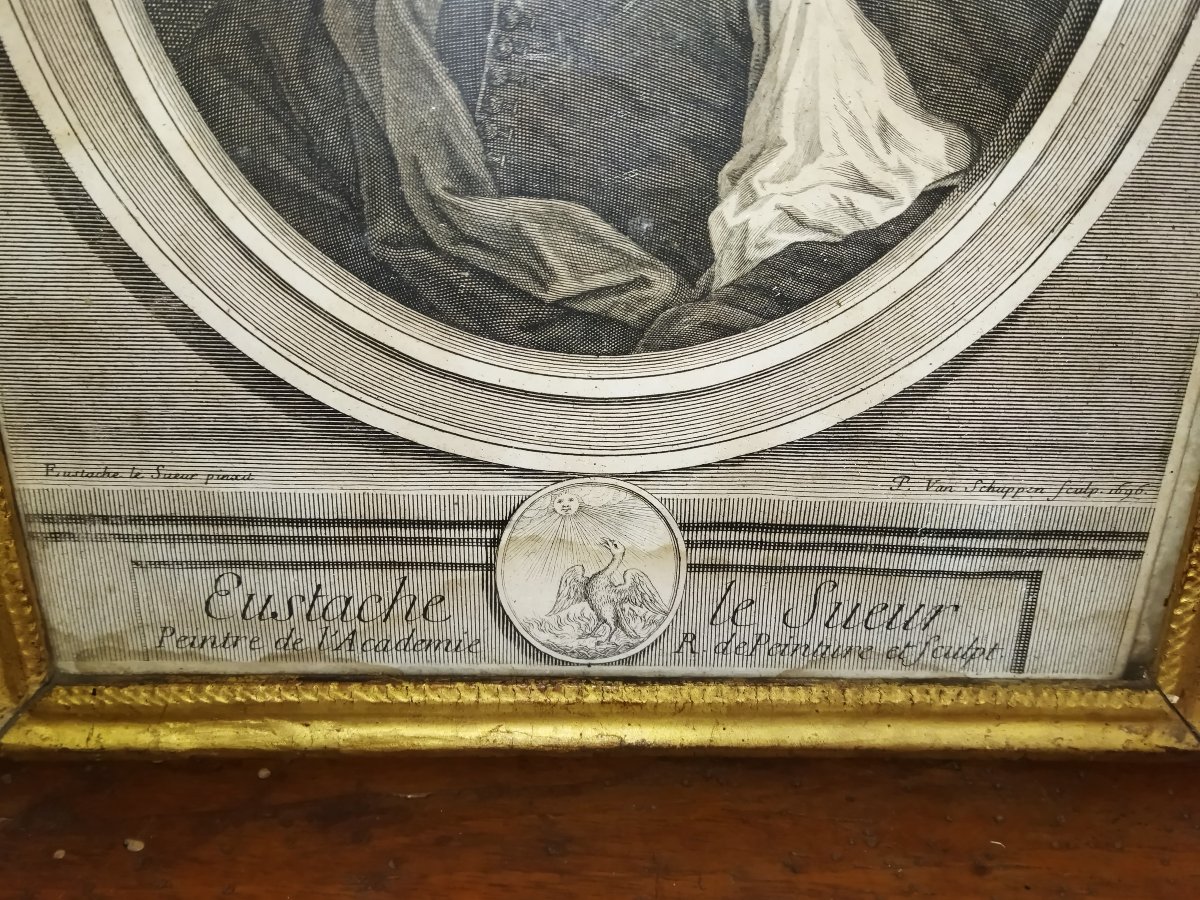 Antique Engraving By French Painter From The Saint-luc Academy "eustache Le Sueur" XVII-photo-5