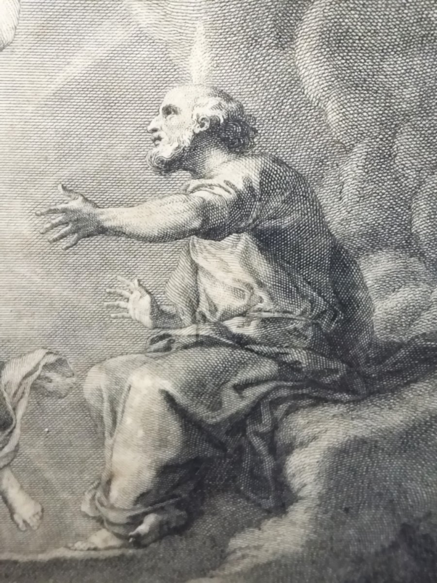 GRAVURE Religieuse ancienne par Jean AUDRAN  "TRANSFIGURATION DE JESUS DE NAZARETH"  XVIII-photo-4