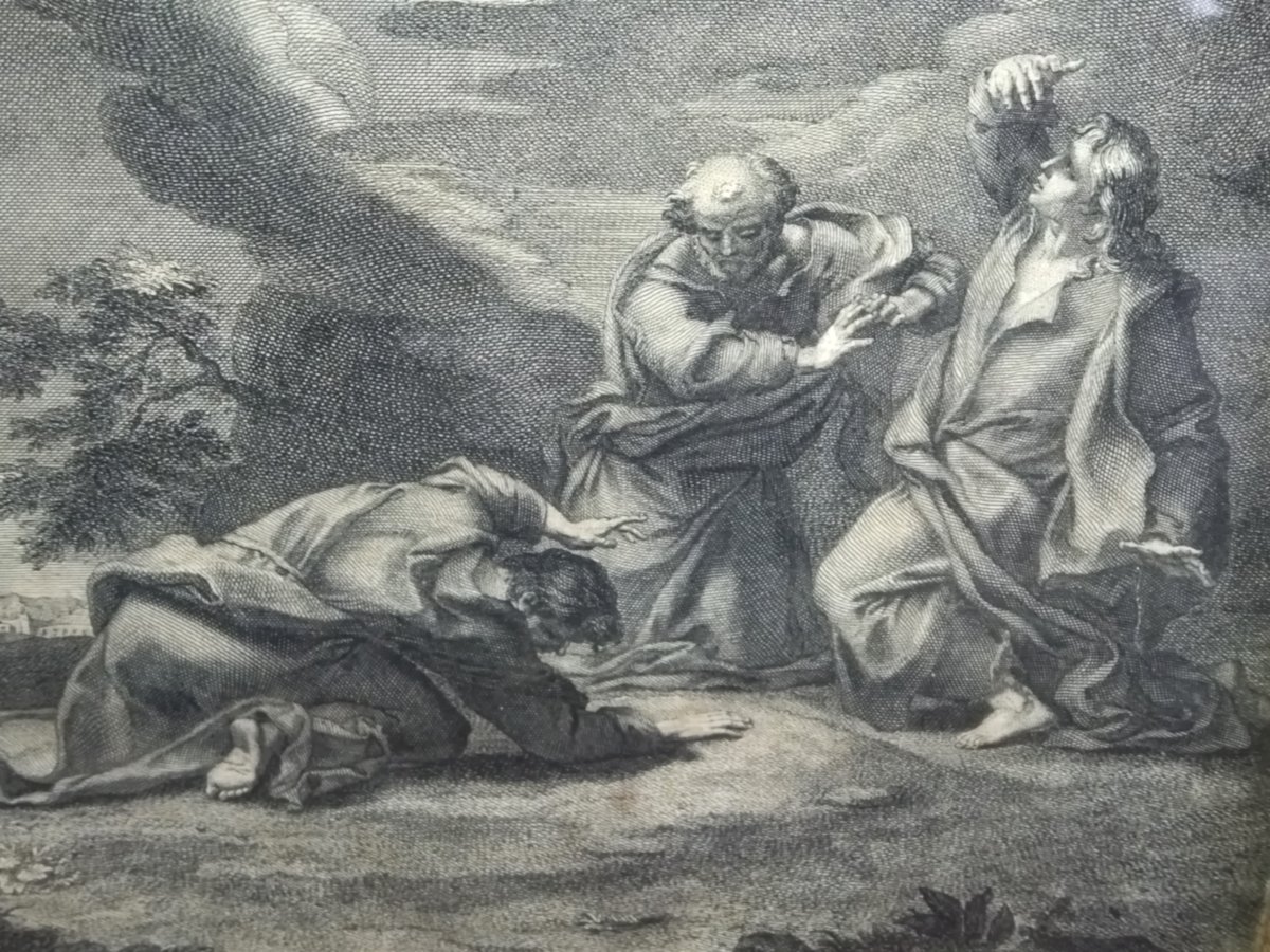 GRAVURE Religieuse ancienne par Jean AUDRAN  "TRANSFIGURATION DE JESUS DE NAZARETH"  XVIII-photo-5
