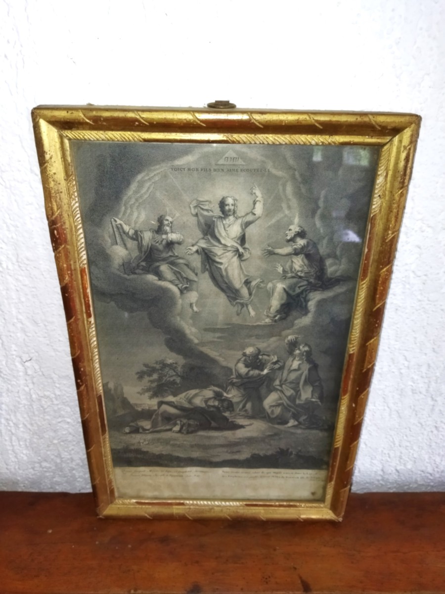 GRAVURE Religieuse ancienne par Jean AUDRAN  "TRANSFIGURATION DE JESUS DE NAZARETH"  XVIII