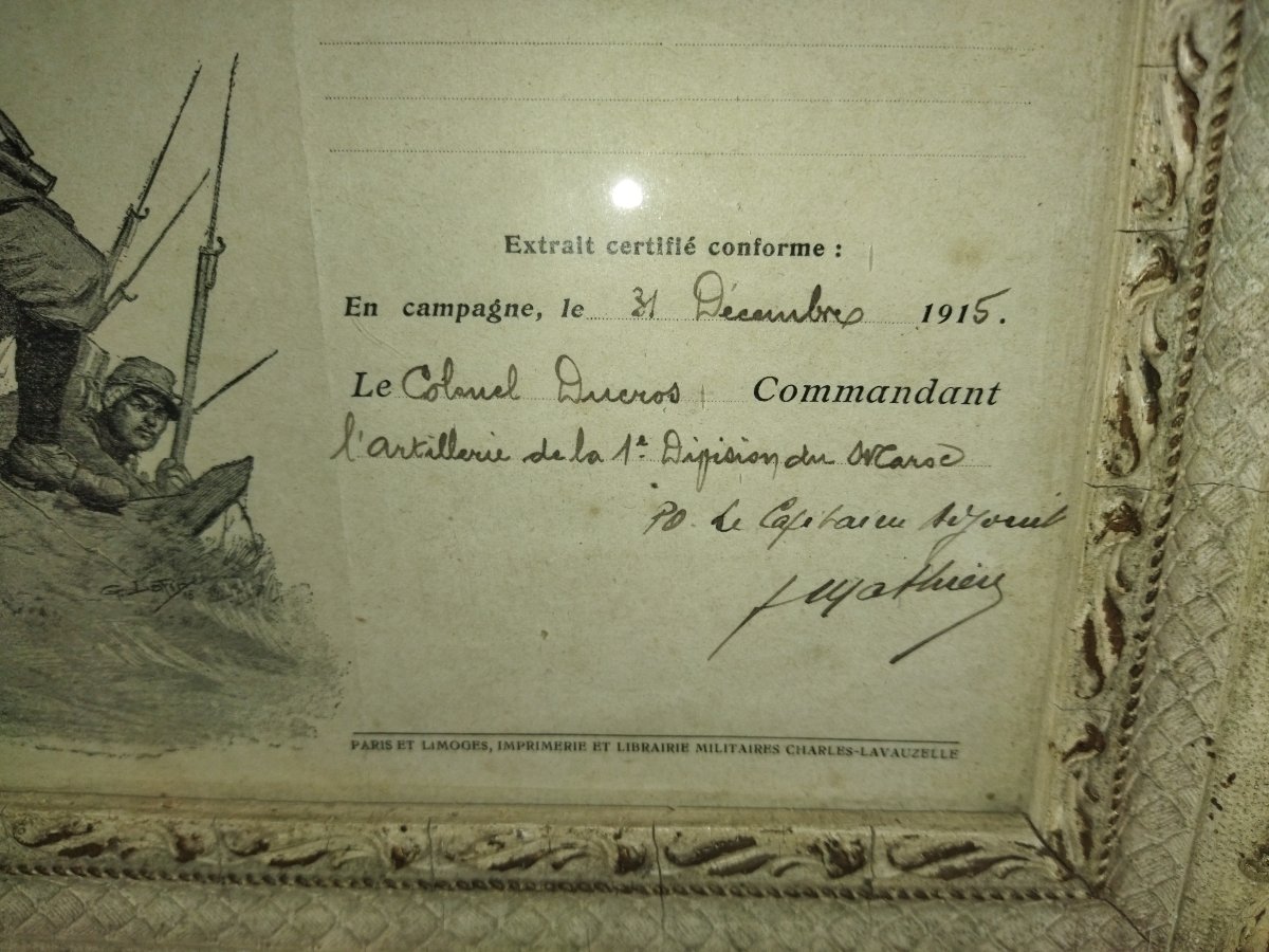 Militaria 1915 Citation Bravery And Devotion Colonial Army Moroccan Division Collection-photo-3