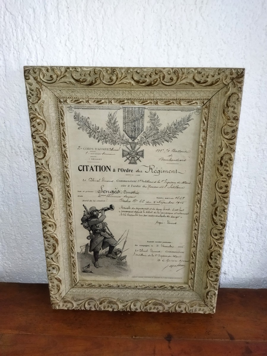 Militaria 1915 Citation Bravery And Devotion Colonial Army Moroccan Division Collection