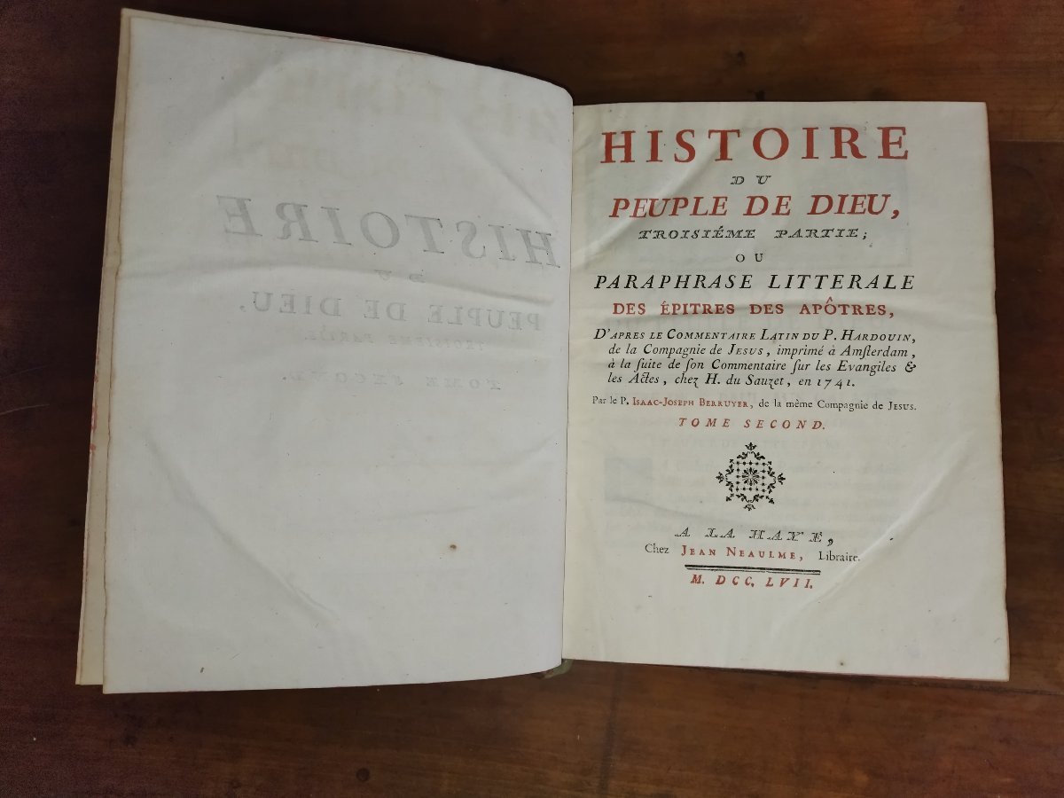 HISTOIRE DU PEUPLE DE DIEU Religion Epitre Apôtres Tome Second  I-J BERRUYER 1757-photo-1