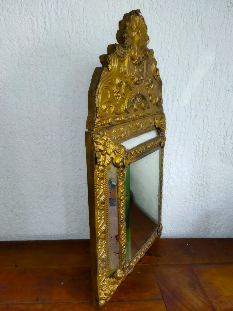 NAPOLEON III MIROIR Parcloses Laiton embouti  doré XIX-photo-4
