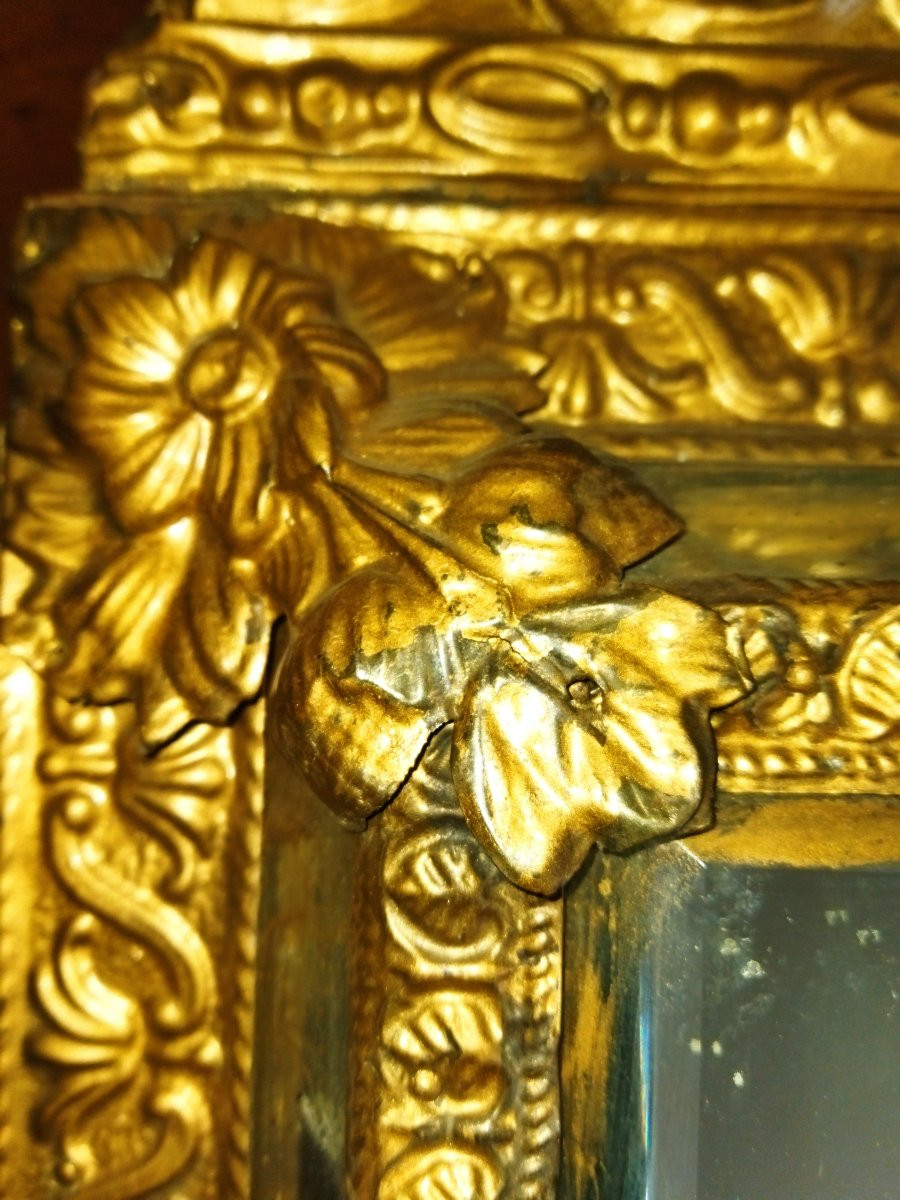 NAPOLEON III MIROIR Parcloses Laiton embouti  doré XIX-photo-2