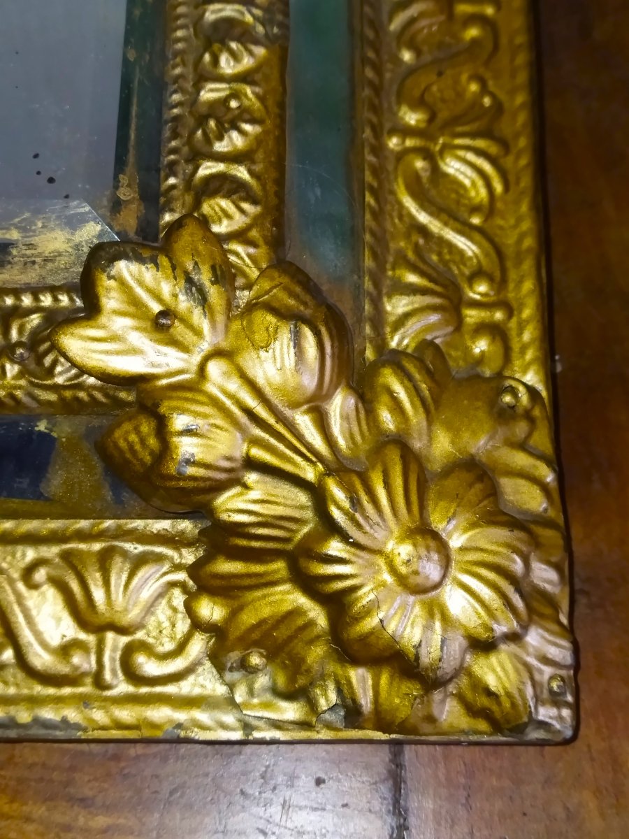 NAPOLEON III MIROIR Parcloses Laiton embouti  doré XIX-photo-4