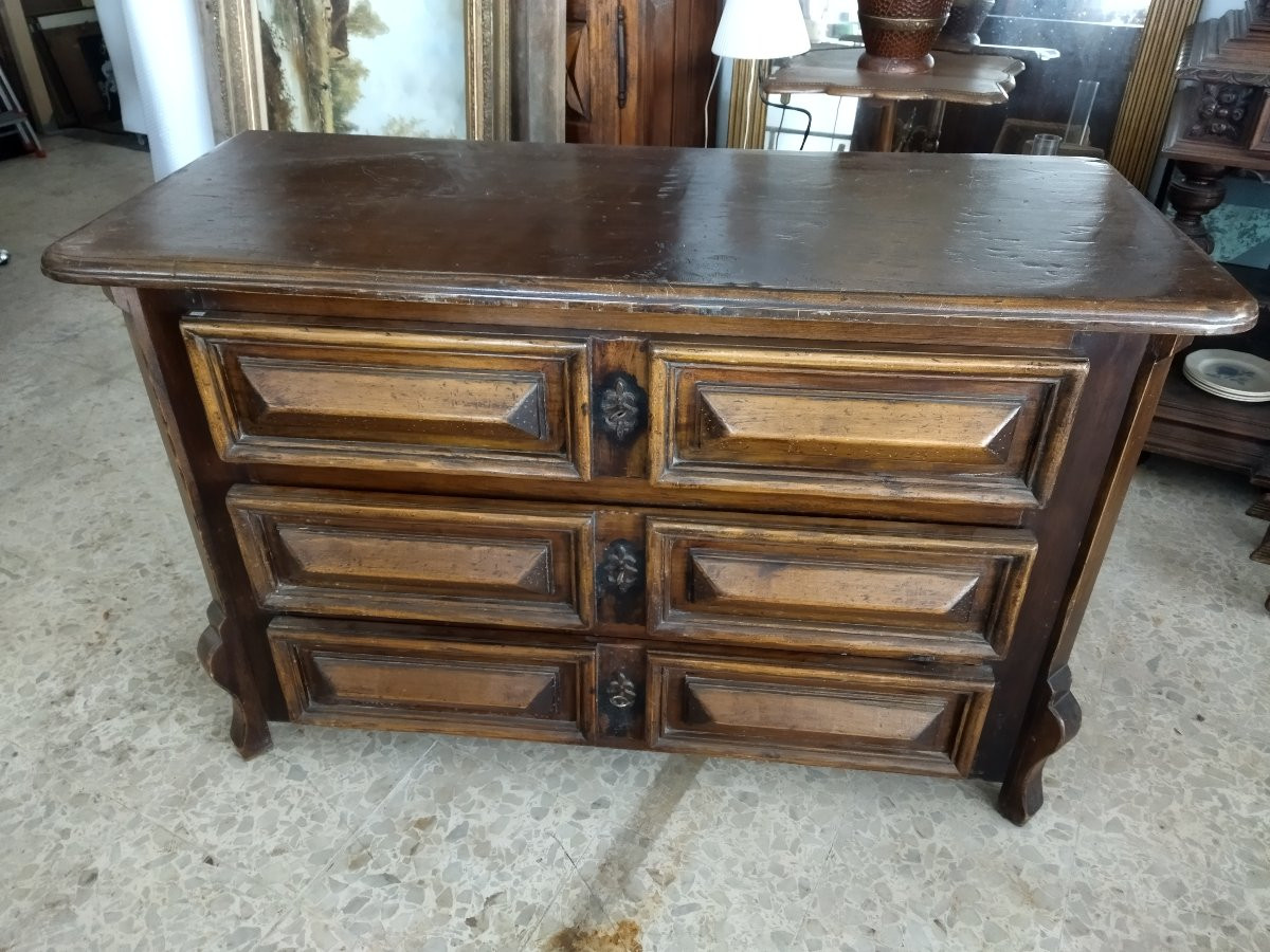 COMMODE 3 Tiroirs en Relief en Bois massif 53x126cms-photo-3
