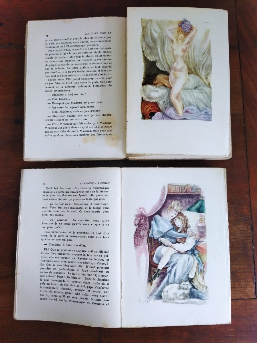 CURIOSA "CLAUDINE..." Illustrations Georges LEPAPE 1930/1931 Willy & Colette Willy 4 TOMES-photo-2