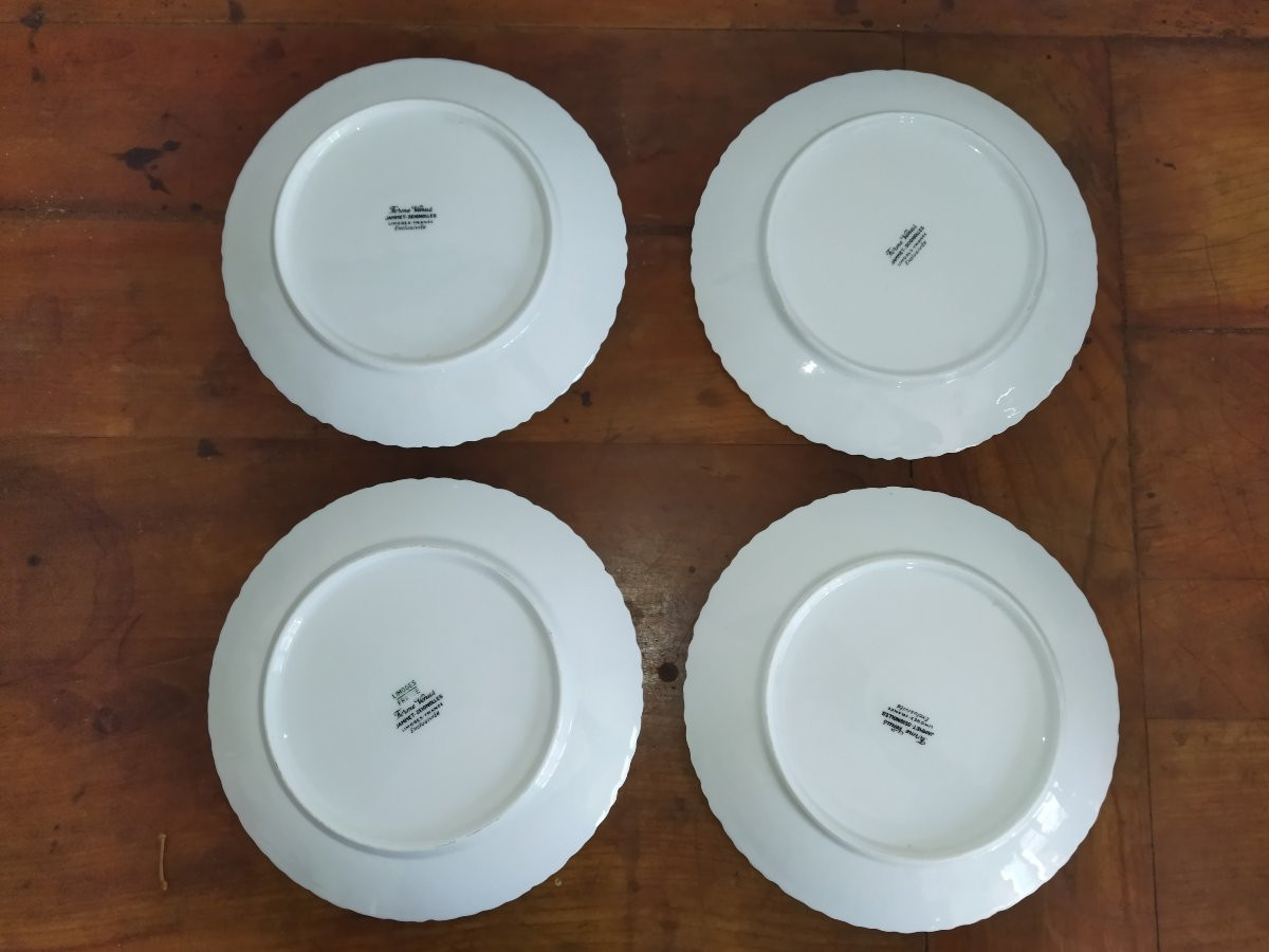 Limoges Jammet-seignolles 12 Porcelain Dessert Plates "venus" 19cms-photo-2