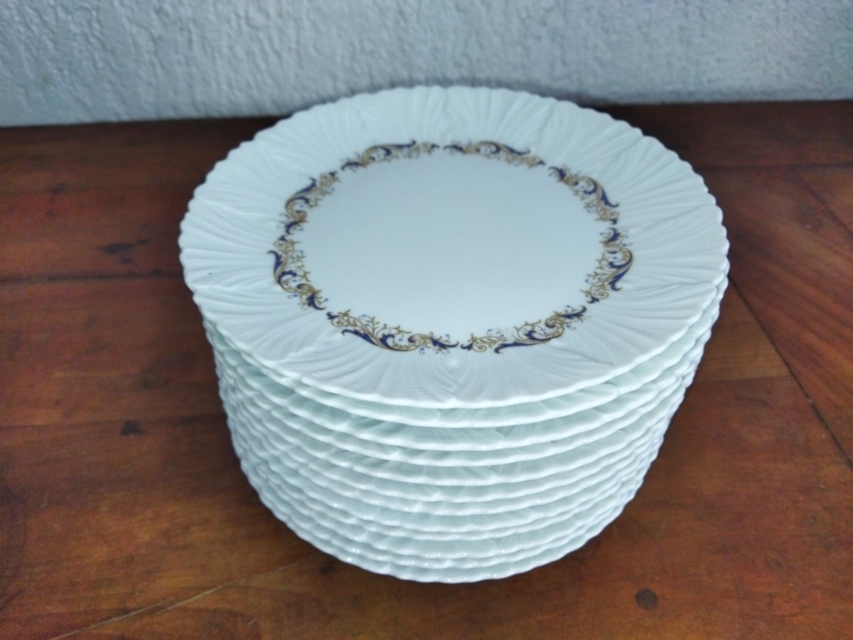 Limoges Jammet-seignolles 12 Porcelain Dessert Plates "venus" 19cms