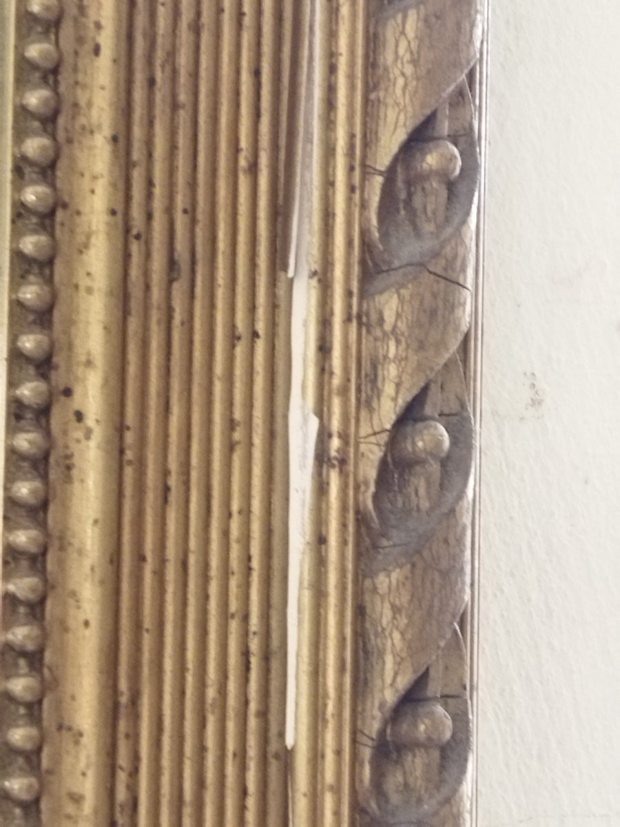 TRUMEAU LOUIS XVI Ancien Médaillon aux Angelots Miroir biseauté-photo-4