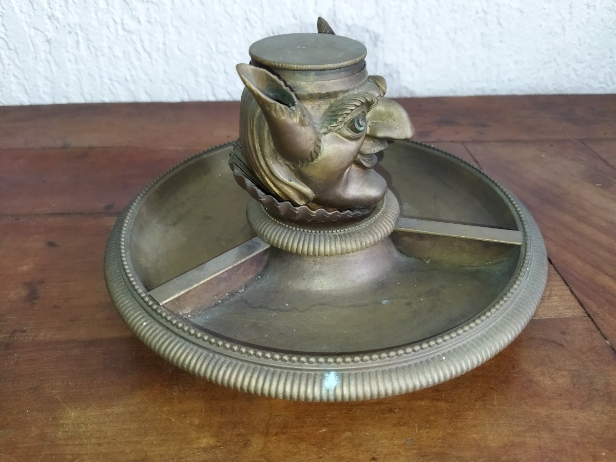 ENCRIER Serviteur de Bureau en Bronze Anthropomorphe Créature fantastique Collection -photo-2