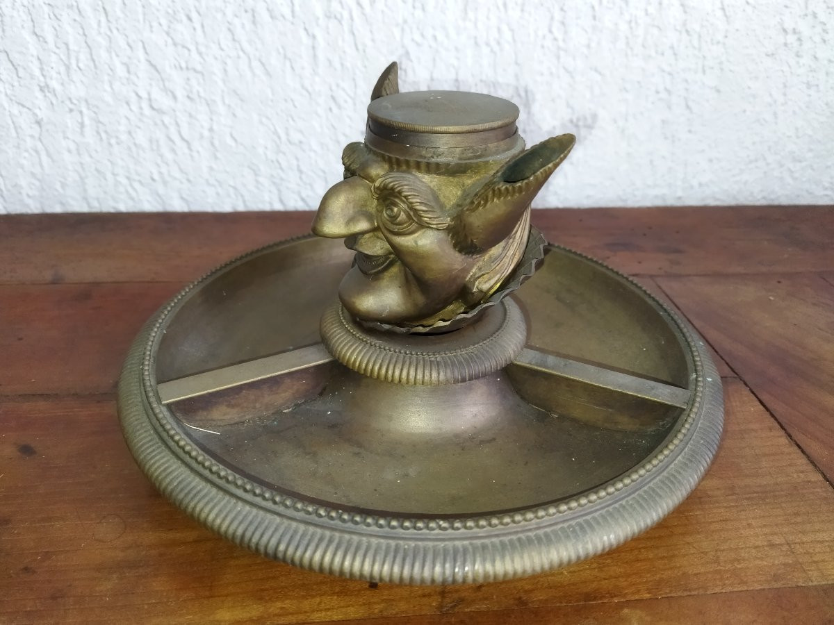 ENCRIER Serviteur de Bureau en Bronze Anthropomorphe Créature fantastique Collection -photo-4