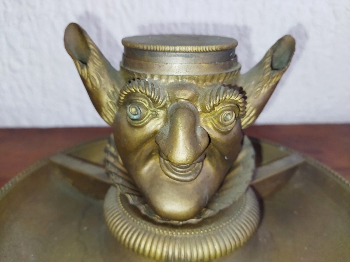ENCRIER Serviteur de Bureau en Bronze Anthropomorphe Créature fantastique Collection -photo-3