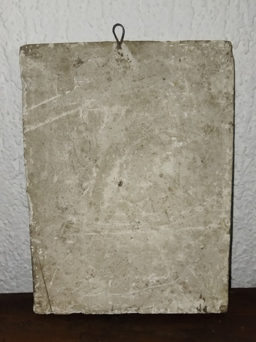 BAS RELIEF Petit Plâtre ancien Scène champêtre Chasseur & son Chien-photo-4