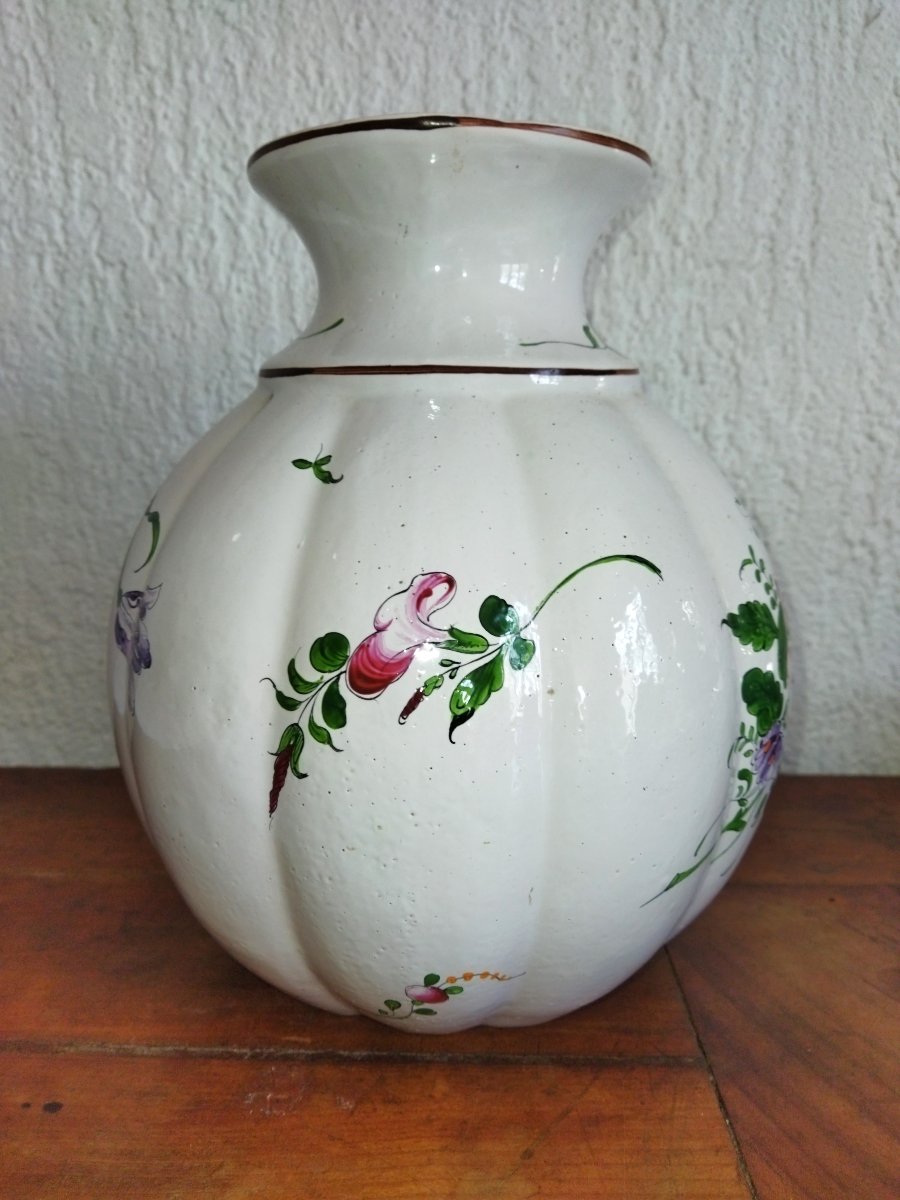 Vase Ball With Gadroons Faïencerie De l'Est Floral Decor Collection-photo-2