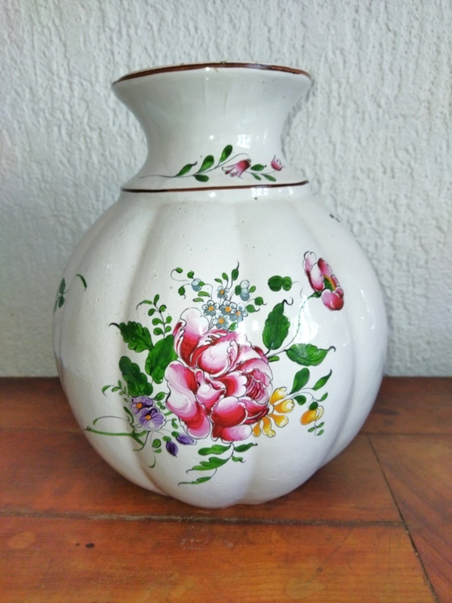 Vase Ball With Gadroons Faïencerie De l'Est Floral Decor Collection-photo-3