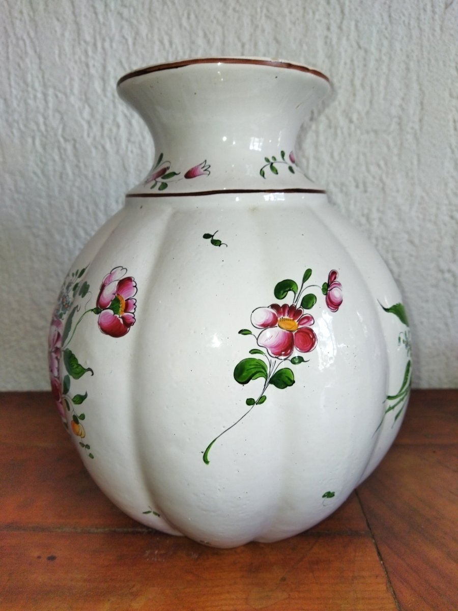 Vase Ball With Gadroons Faïencerie De l'Est Floral Decor Collection-photo-4