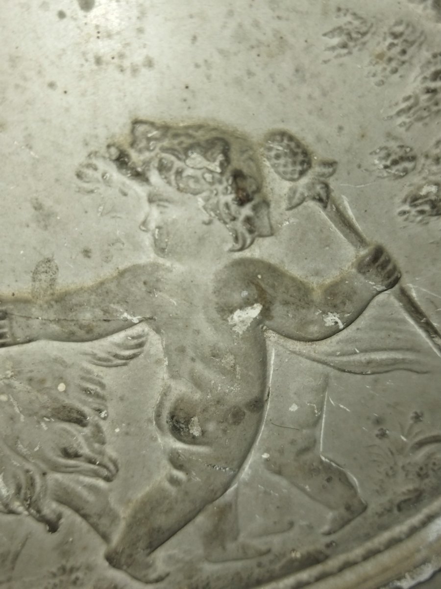 BAS RELIEF Petit Plâtre ancien Scène Mythologique aux Angelots avec Bouc laineux-photo-2