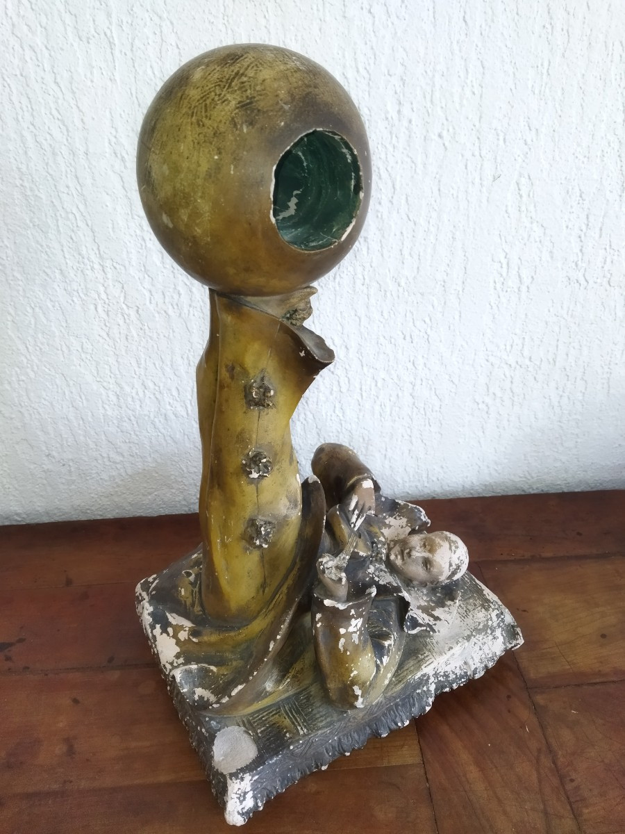 Antique Art Nouveau Plaster Signed Hochock "pierrot With Mandolin" Collection