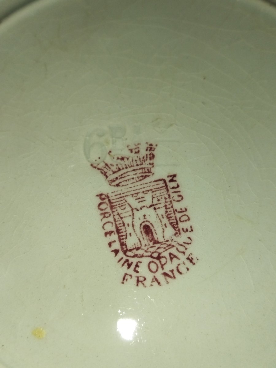 GIEN Série de 7 Assiettes roses anciennes à Dessert Légendées "Proverbes et Militaires" XIX-photo-7