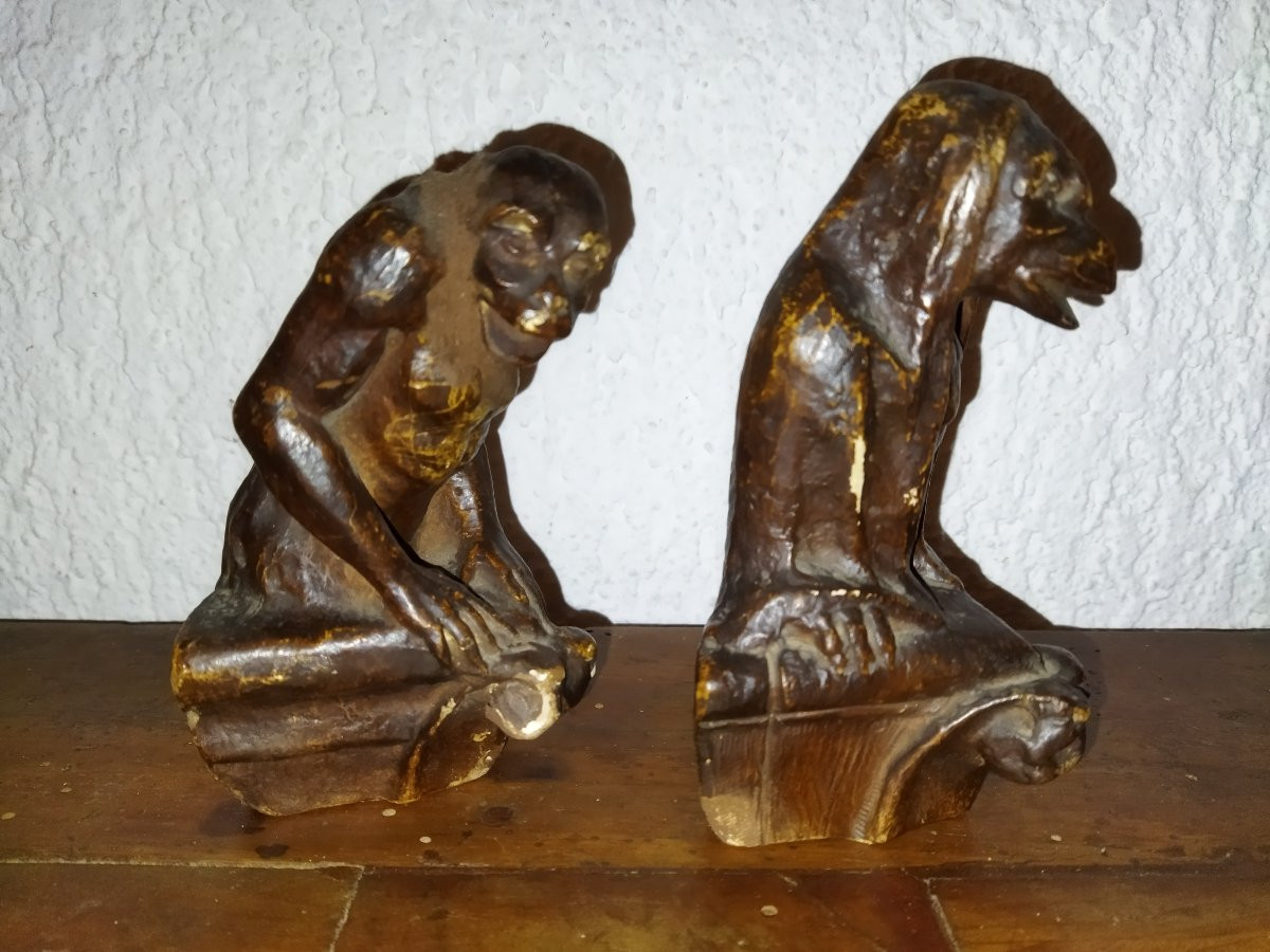 GARGOUILLE Chimère Plâtre peint Collection NOTRE-DAME de PARIS Marcel MARRON -photo-2