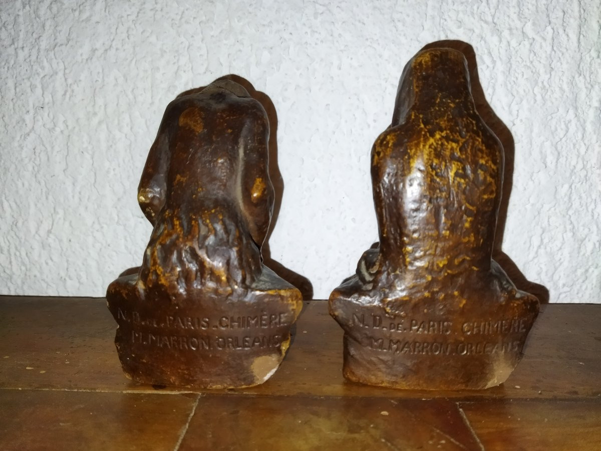 GARGOUILLE Chimère Plâtre peint Collection NOTRE-DAME de PARIS Marcel MARRON -photo-3