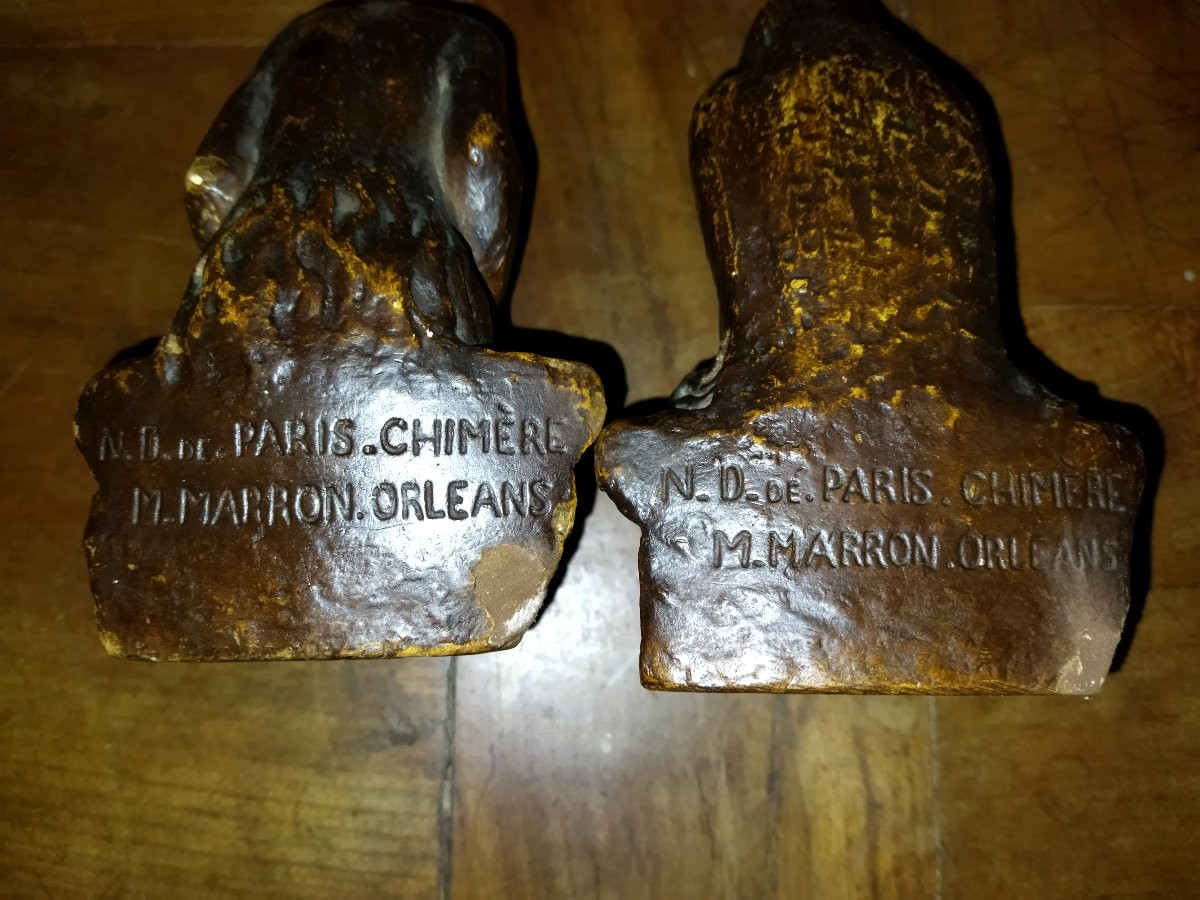 GARGOUILLE Chimère Plâtre peint Collection NOTRE-DAME de PARIS Marcel MARRON -photo-6