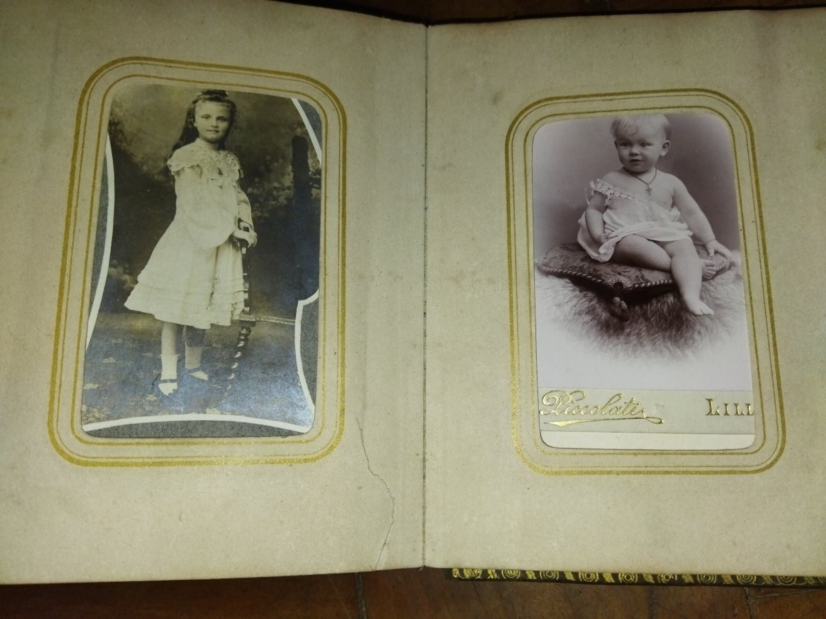 ALBUM Photos ancien Fermoir ouvragé Laiton Collection XIX-photo-6