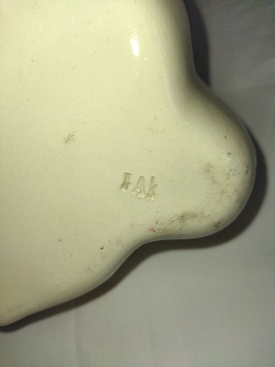 FONTAINE Murale Ancienne en Céramique Émaillée peinte à Décor d'Œillets et Papillons XIX -photo-2