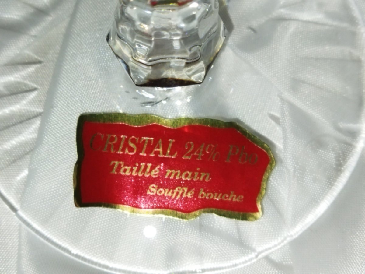 Cristal De Lorraine 6 Colored Cut Crystal Stemmed Glasses, New Condition -photo-4