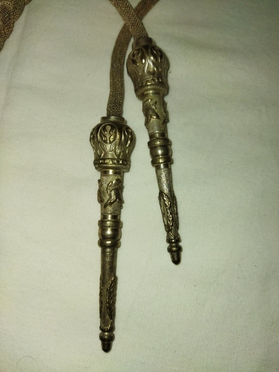 Militaria Antique Epaulettes Military Aiguillettes Gold Thread 19th Century Collection-photo-6