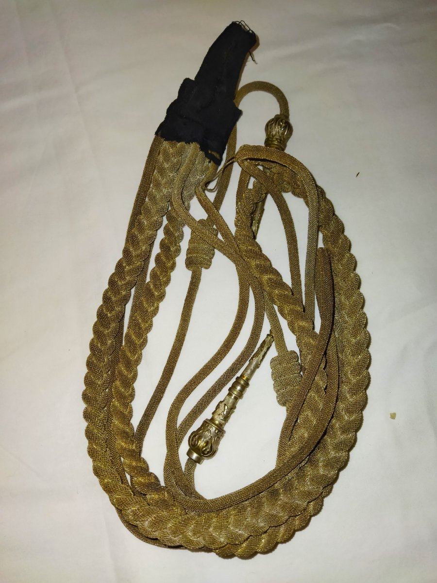 Militaria Antique Epaulettes Military Aiguillettes Gold Thread 19th Century Collection-photo-7