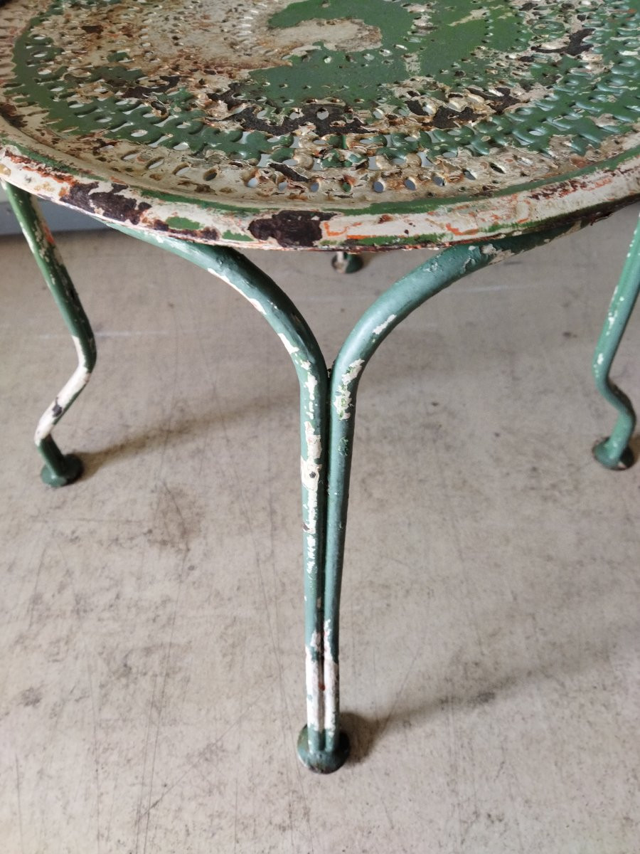 Pair Of Napoleon III Chairs, Wrought Iron, Double Legs-photo-4