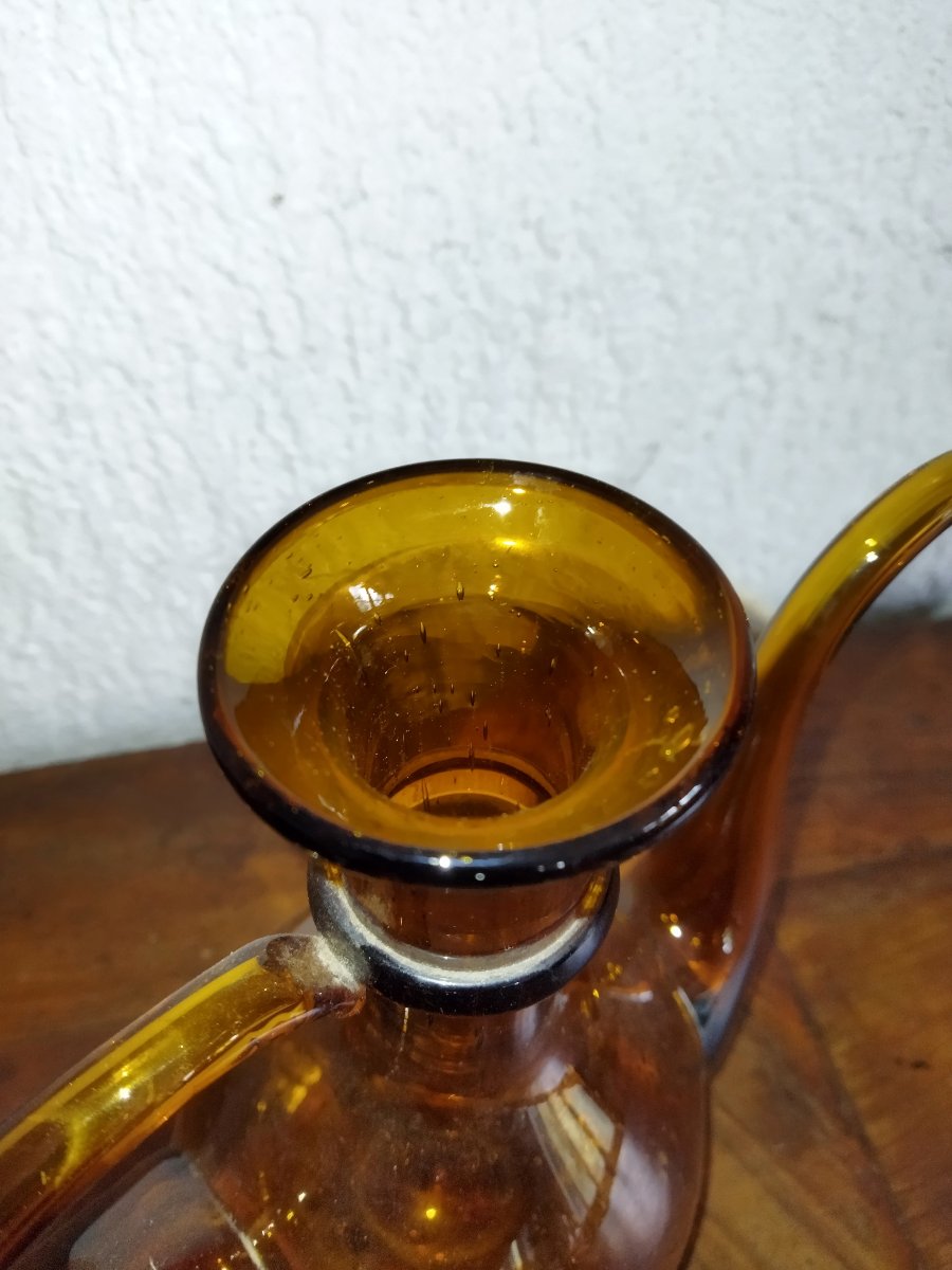 Biot Amber-colored Blown Glass Carafe/piercer Tableware-photo-6
