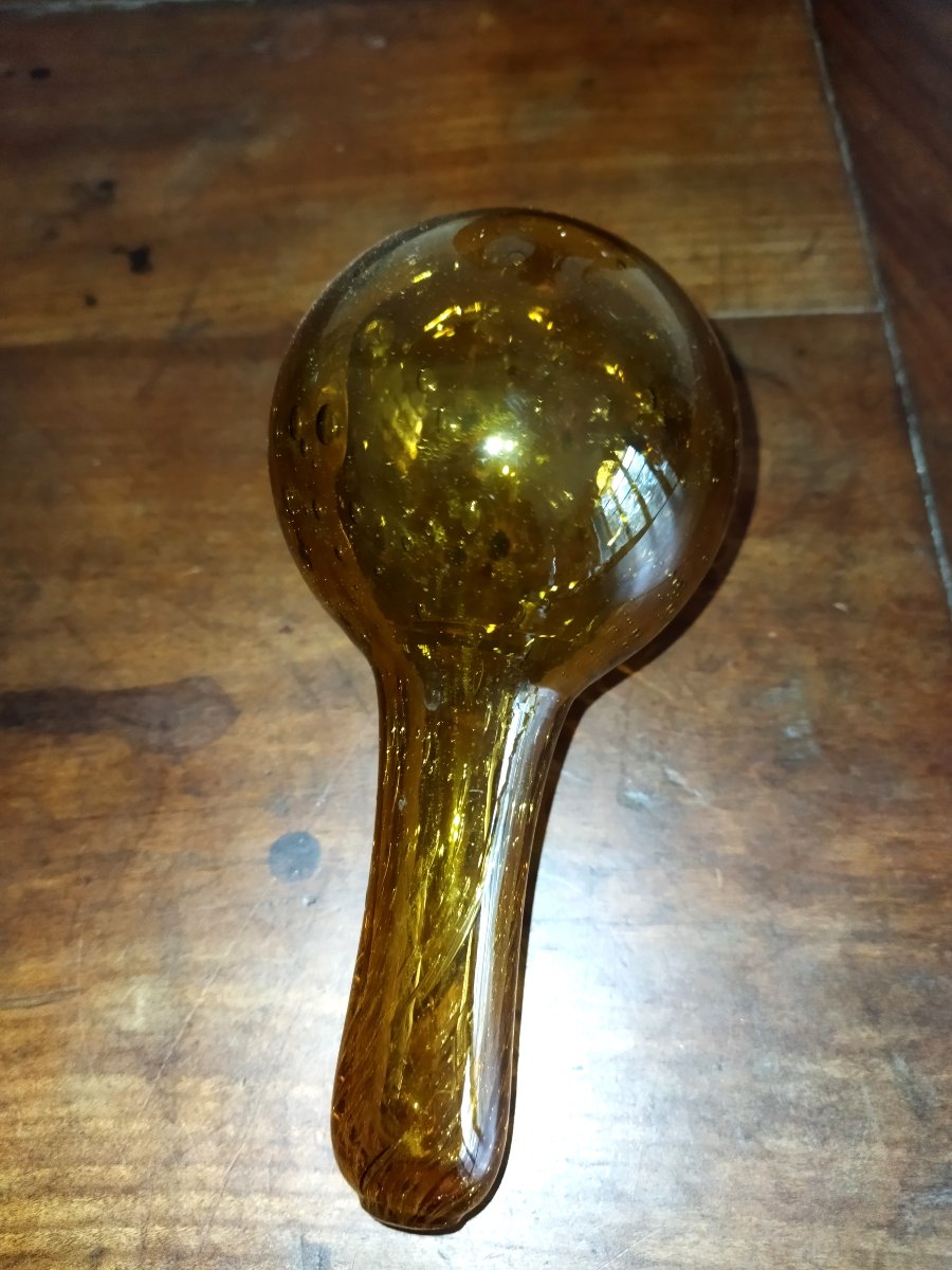 Biot Amber-colored Blown Glass Carafe/piercer Tableware-photo-7