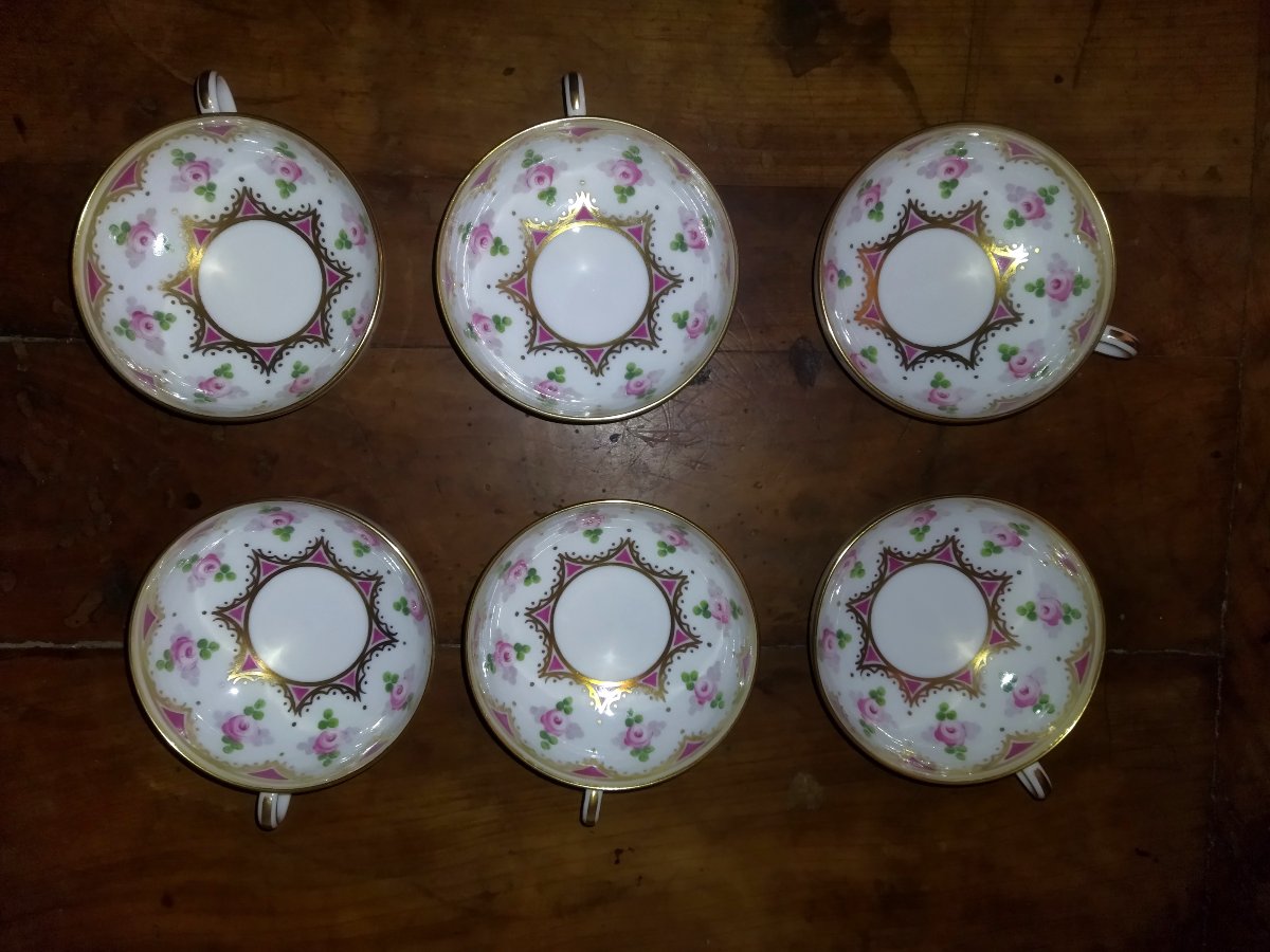 Limoges Legrand & Cie Set Of 12 Hand-decorated And Gilded Porcelain Cups-photo-3