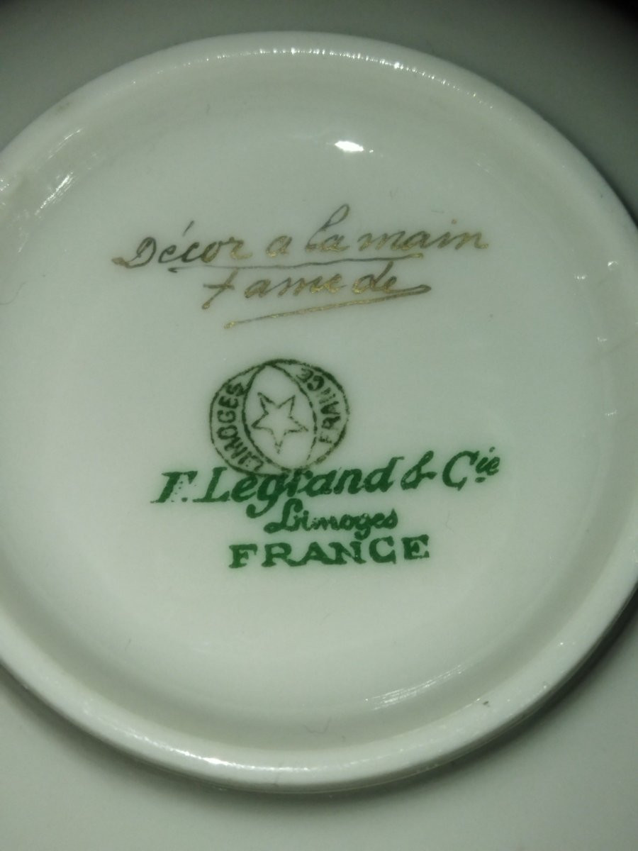 Limoges Legrand & Cie Set Of 12 Hand-decorated And Gilded Porcelain Cups-photo-5