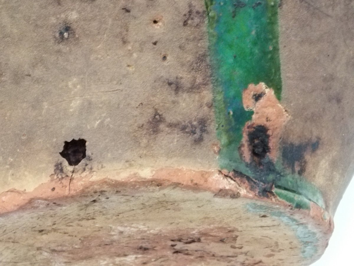 POTERIE Terre cuite Vernissée Verte Sud-Ouest Pot à Graisse/Confit Art populaire COLLECTION-photo-2