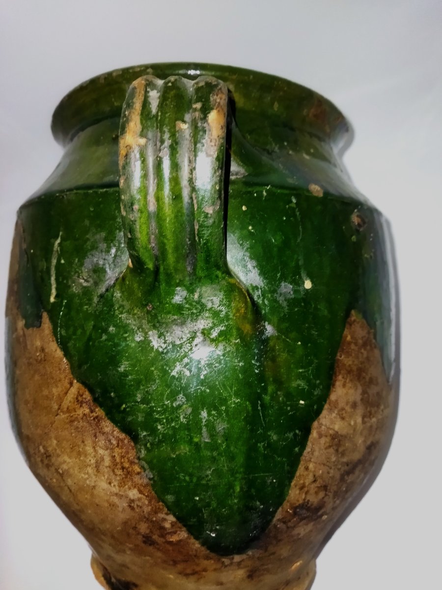 POTERIE Terre cuite Vernissée Verte Sud-Ouest Pot à Graisse/Confit Art populaire COLLECTION-photo-7