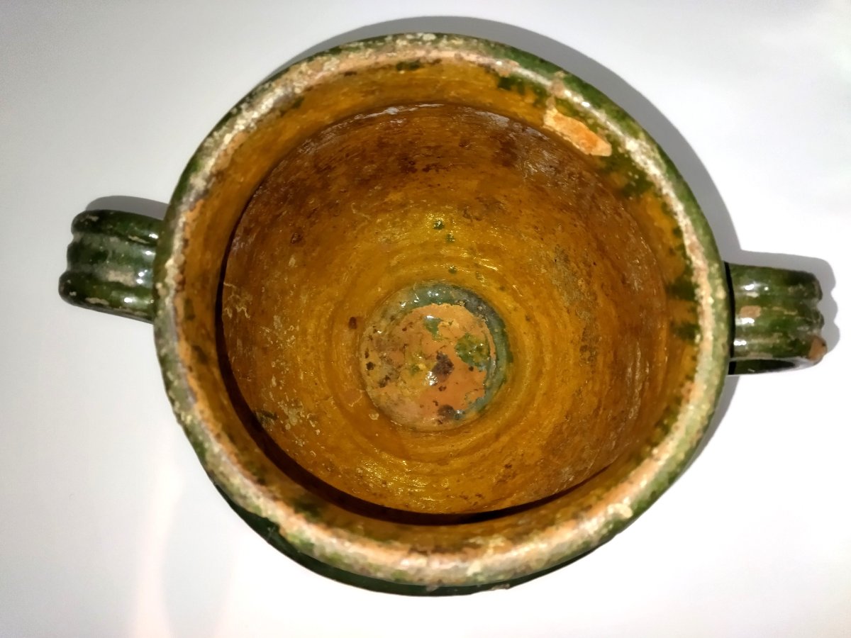 POTERIE Terre cuite Vernissée Verte Sud-Ouest Pot à Graisse/Confit Art populaire COLLECTION-photo-8
