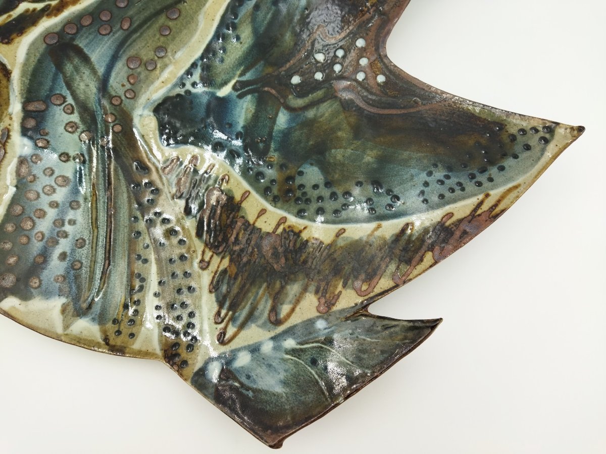 CÉRAMIQUE D'ART Artisanat manuel Grande Coupe Terre cuite Centre de table  Forme POISSON -photo-4