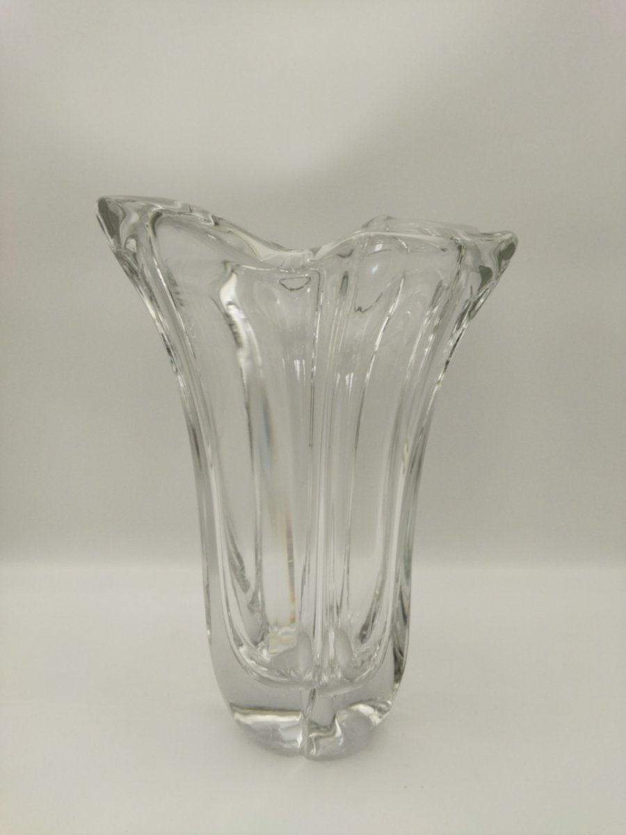 Daum France Large Crystal Vase With Scalloped Polylobed Neck, 32cm-photo-2