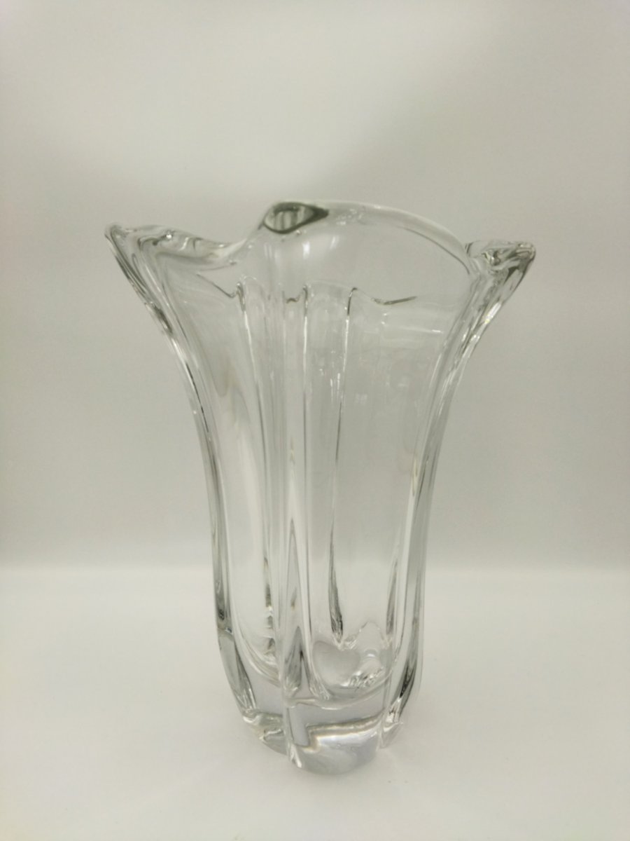 Daum France Large Crystal Vase With Scalloped Polylobed Neck, 32cm-photo-3