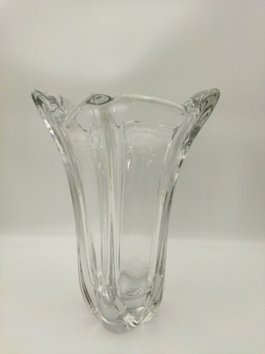 Daum France Large Crystal Vase With Scalloped Polylobed Neck, 32cm-photo-4