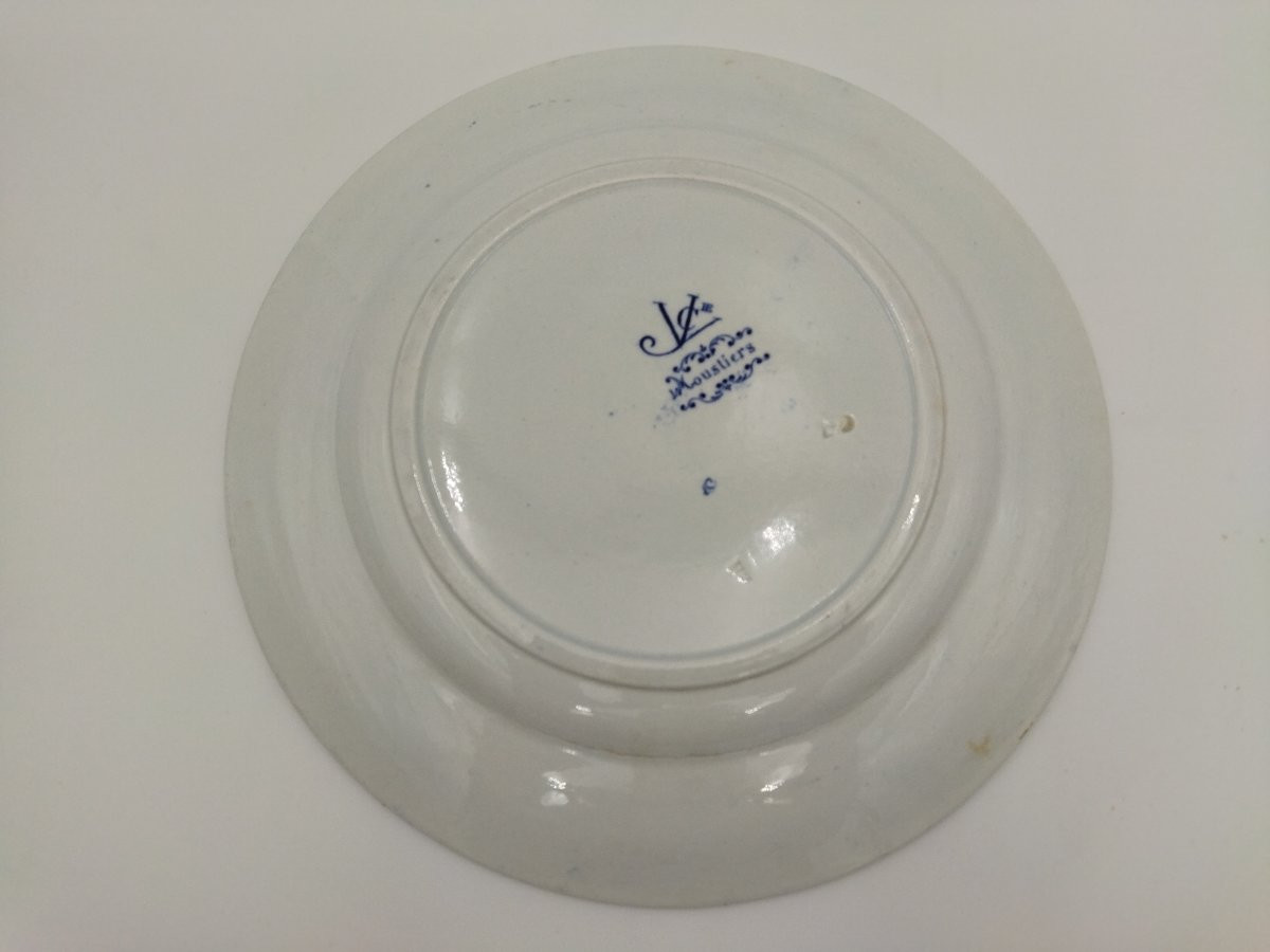 Vieillard Bordeaux 3 Antique Earthenware Plates, Berain Style Decoration, "moustiers" Model -photo-4