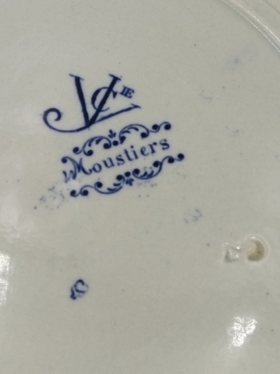 Vieillard Bordeaux 3 Antique Earthenware Plates, Berain Style Decoration, "moustiers" Model -photo-5